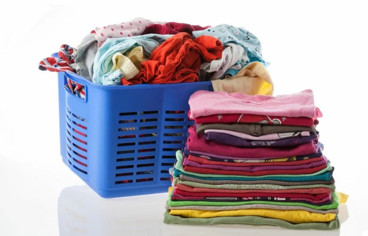 Neatly folded clean laundry